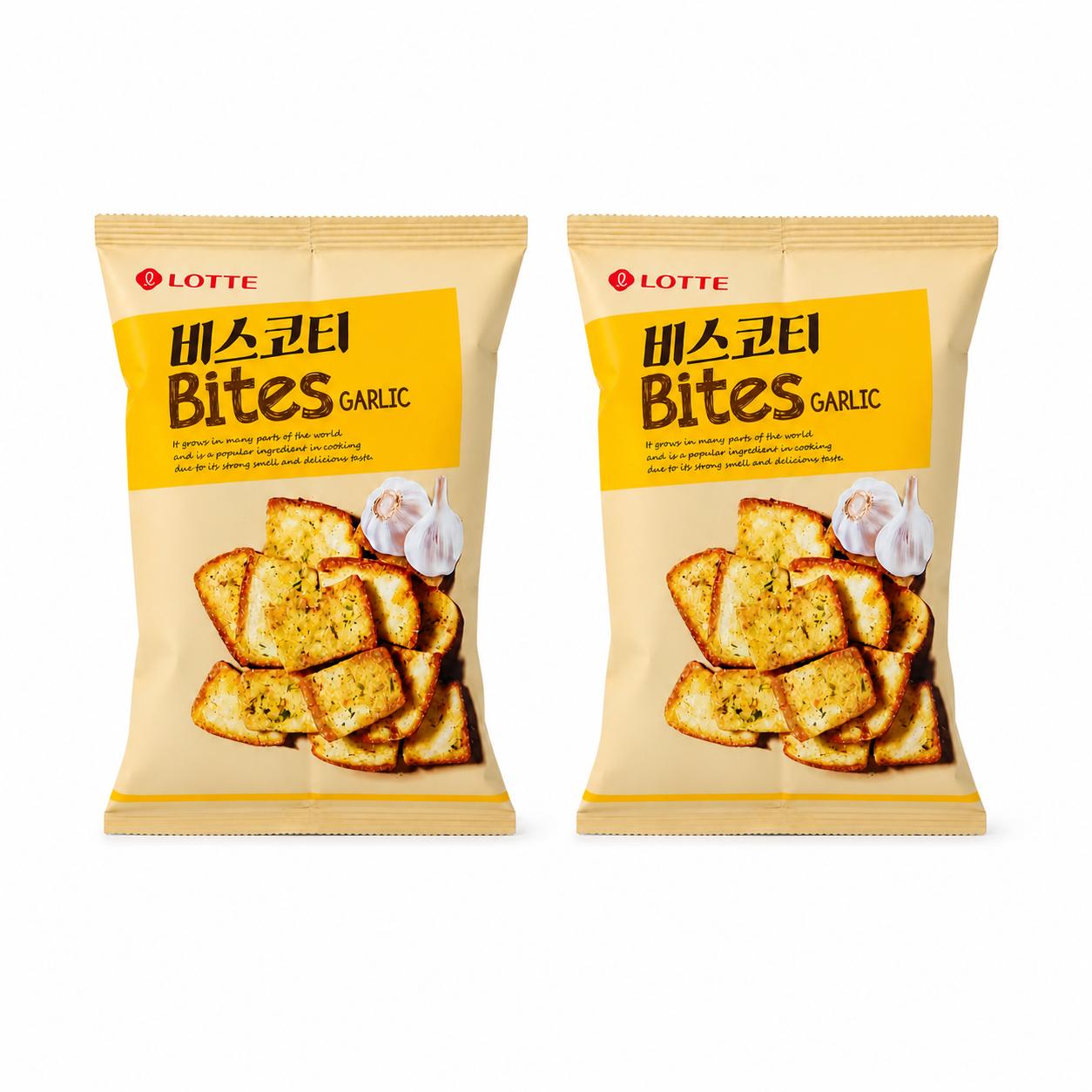 Lotte Gebackene Brot-Chips mit Knoblauchgeschmack 70g #Garlic‑Flavored Baked Bread Chips*2pack