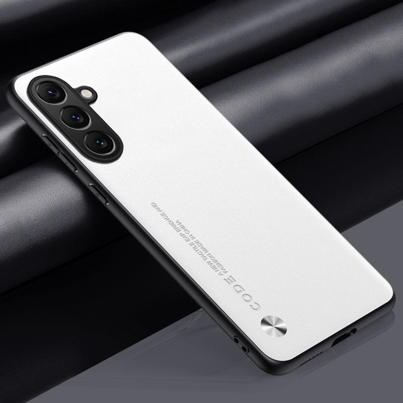 Luxuriöse PU-Lederhülle für Samsung Galaxy S24 S23 S25 Plus S24 Ultra 5G Rückseite Matte Silikon Handyhülle für Samsung S23 FE S24 Plus weiß
