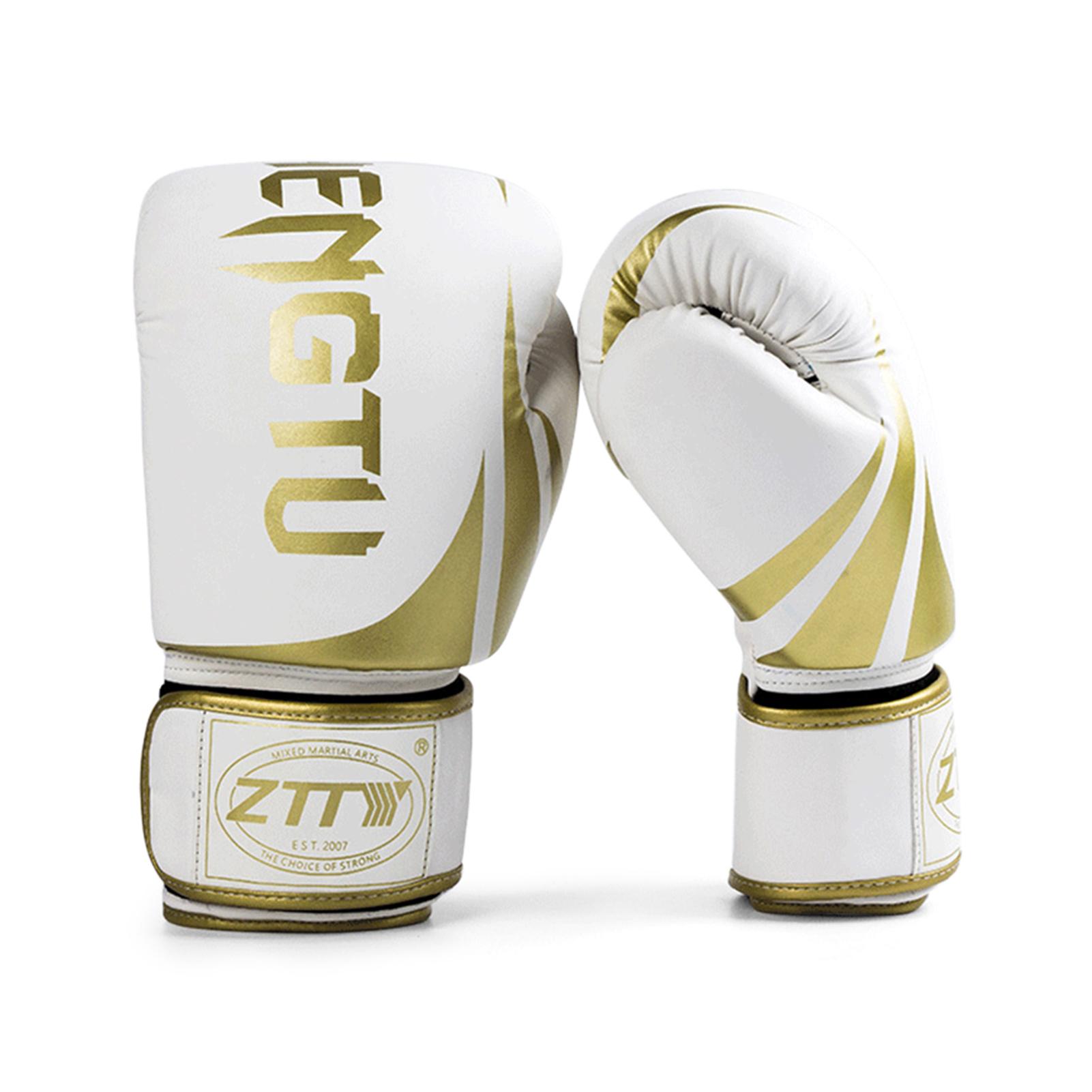 Boxhandschuhe, Box-Trainingshandschuhe für Männer und Frauen, Kickbox-Handschuhe, Sparring-Handschuhe, schwere Tasche 10oz weiß/gold