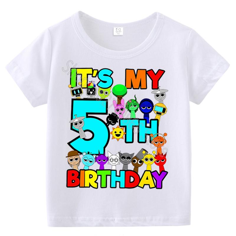 Sommer Kurzarm Sprunki Incredibox Druck Kinder T-Shirts Kinderkleidung Jungen Mädchen Baumwolle T-Shirts Oberteile Geburtstagsfeier Geschenke 150 blue