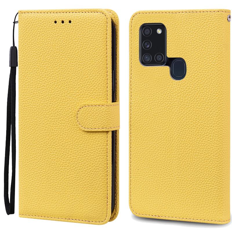 A21S Hülle Für Samsung Galaxy A21S Hülle Brieftasche Leder Flip Hülle Für Samsung A21S Hülle A 21s A217F Weiche Silikonhülle Fundas For Samsung A21S gelb