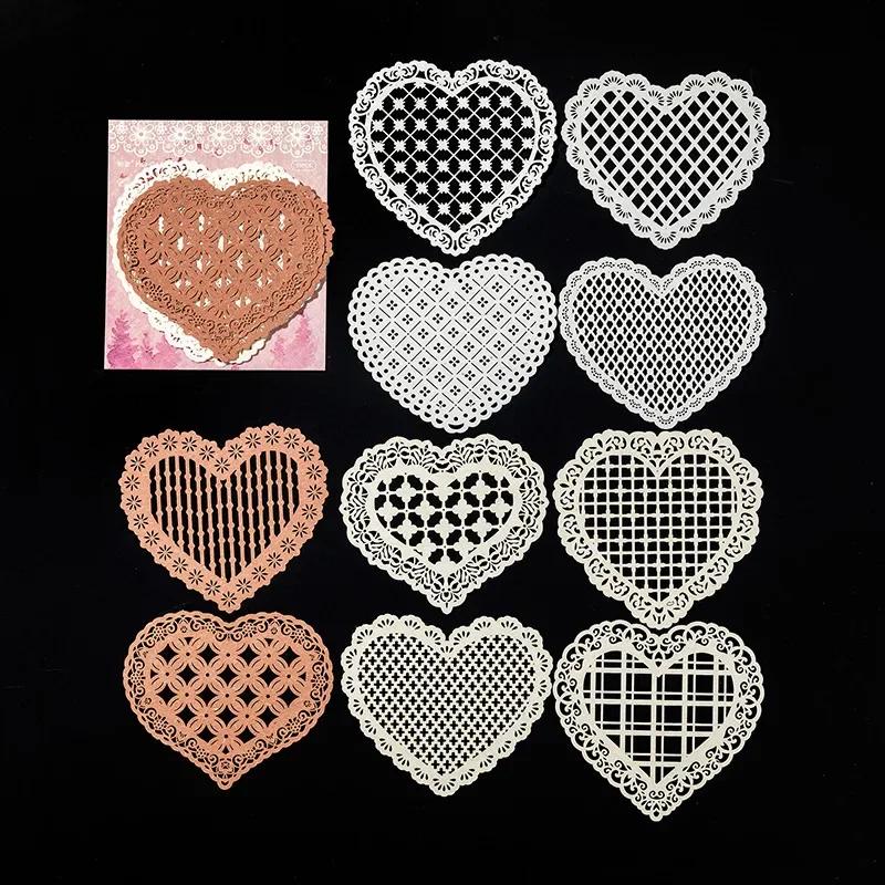 10 Stück/Set Ausgestanztes Handspitze Dekorpapier Scrapbooking Handbuch DIY Journal Material Collage Ästhetische Bastelbedarf A