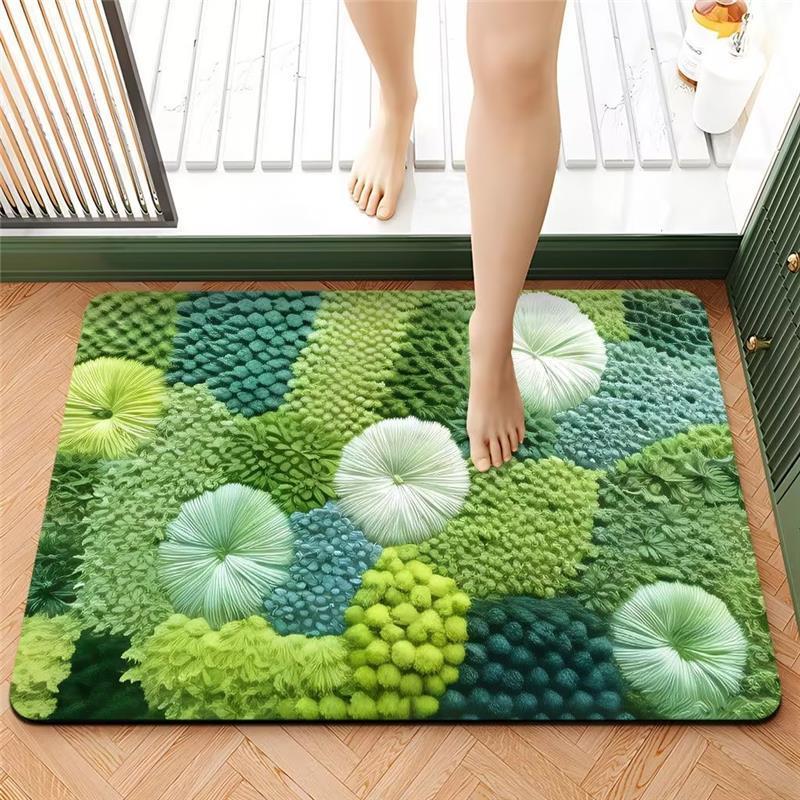 Schnelltrocknende Badezimmer-Fußmatten aus Kieselalgenschlamm für den Haushalt, saugfähige Toilettenmatten, Toilettentürmatten, rutschfeste Matten 40x60cm blau
