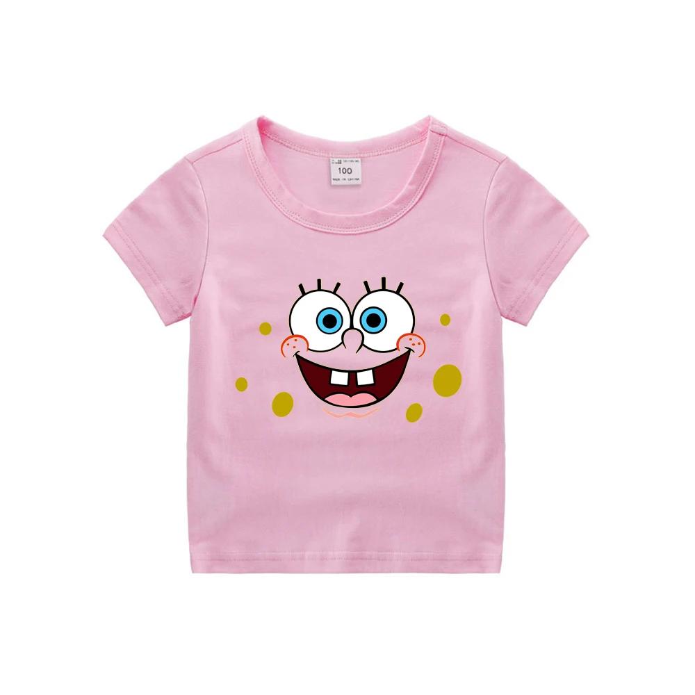 SpongeBobs Schwammkopf Kinder Kleidung Anime Sommer Kurzarm Niedlich Patrick Star Kleidung Baumwolle T-shirt Cartoon Kinder Tops 120