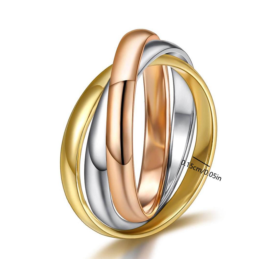 Modische 3-Finger-Ringe für Damen Edelstahl Hochzeits-Verlobungsringe für Paare Schmuck 7 beige