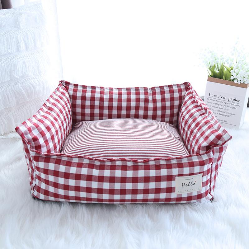 Neuer Stil Abnehmbare und Waschbare Hundehütte  Vier-Jahreszeiten Universelle Katzenhütte  Kleine und Mittlere Hütte  Katzenbett  Imitation Baumwolle und Leinen Matte L 70 * 60 * 20 cm