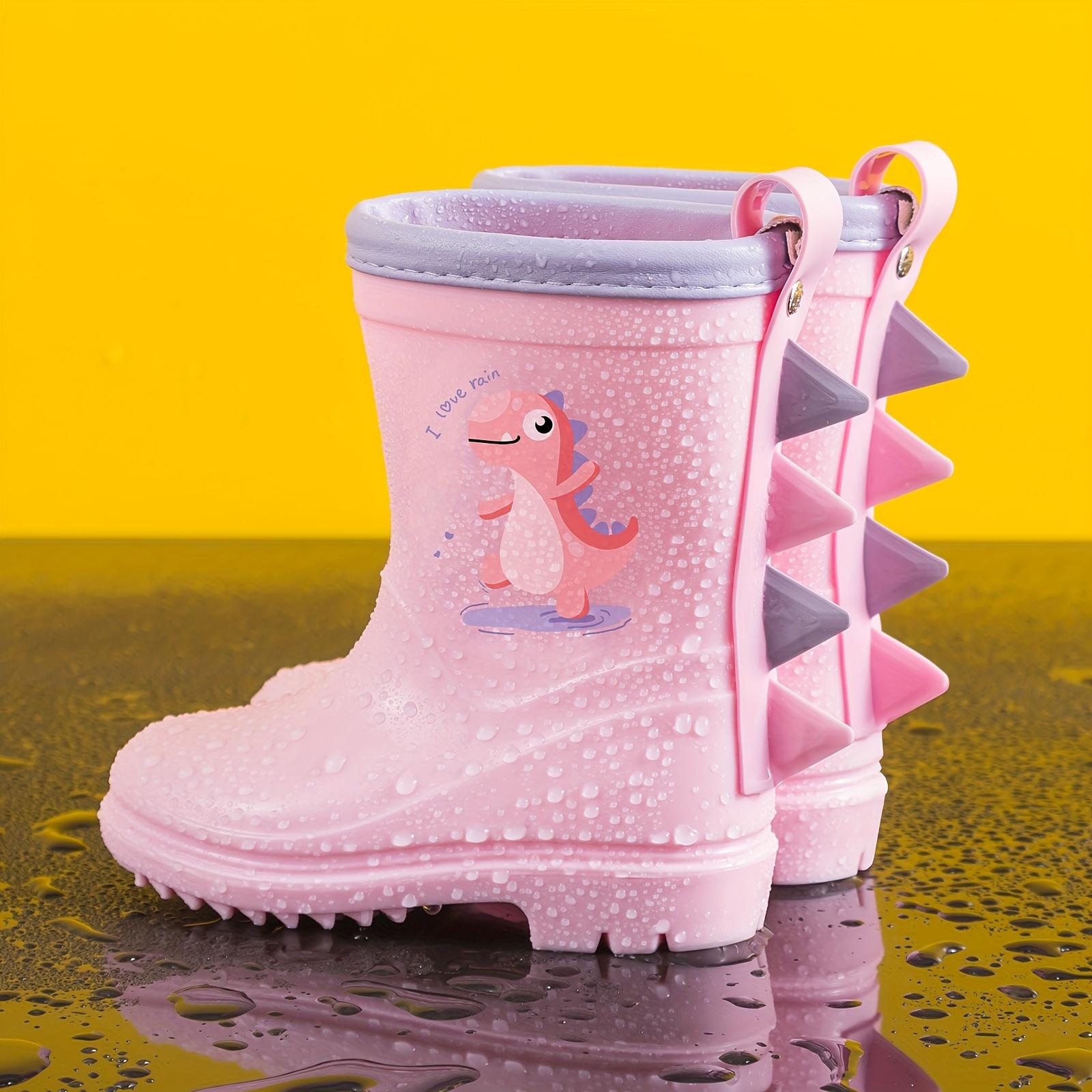Kinder-Gummistiefel für Jungen und Mädchen, knöchelhohe Dinosaurier-Gummistiefel für Kleinkinder und Babys, rutschfeste Gummistiefel für Altersgruppen 30 hellrosa