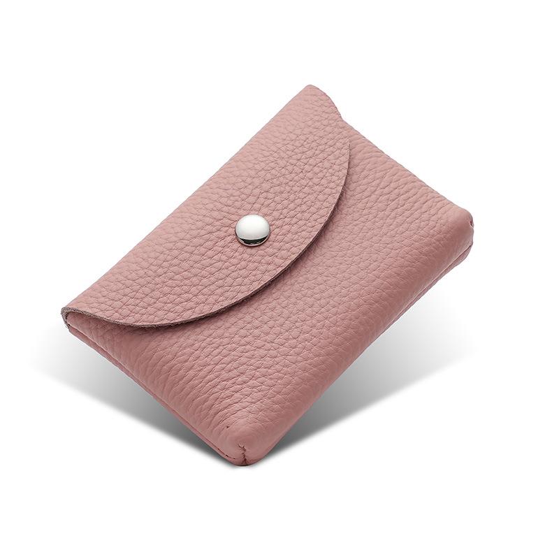 Mini-Geldbörse aus echtem Leder, Damen-Geldbörse aus Rindsleder, Litschi-Maserung, weiche Ledertasche