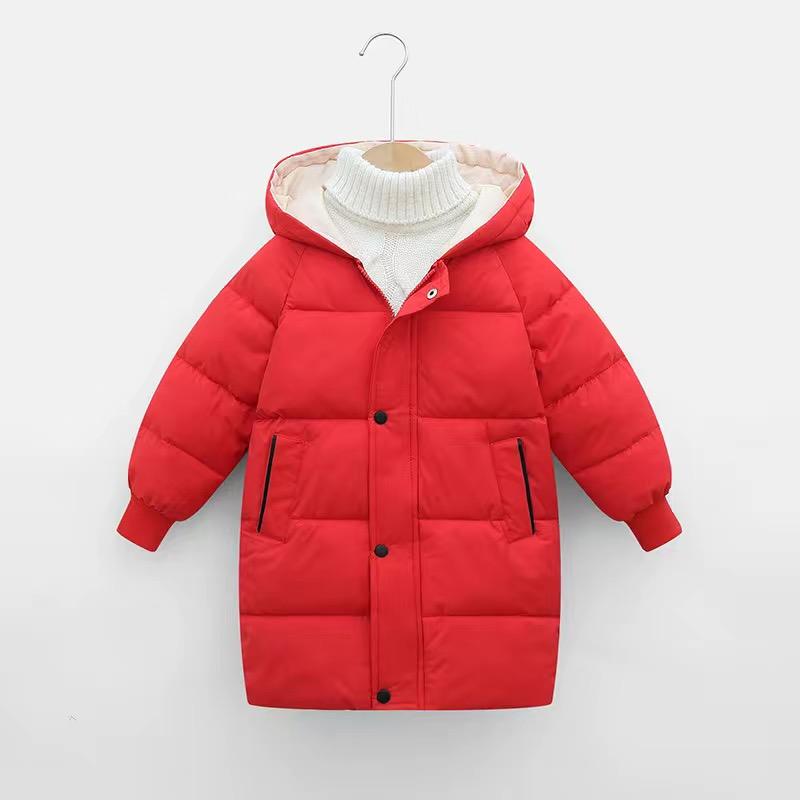 Neue kinder Unten Jacke Jungen Mädchen Winter Kleidung Koreanische Baumwolle Gepolsterte Kleidung Baby Verdickt Mantel 120cm rot