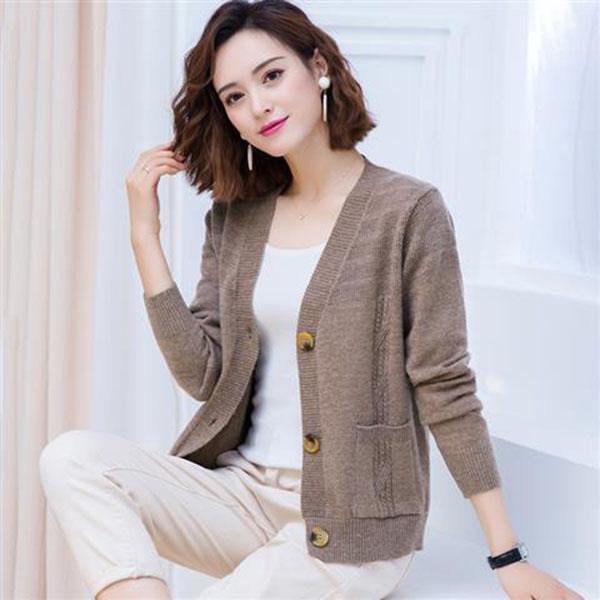 Frühling und Herbst Strickjacke Jacke Mode Kurze Jacke Reine Farbe Einfachen Stil Weibliche Pullover S