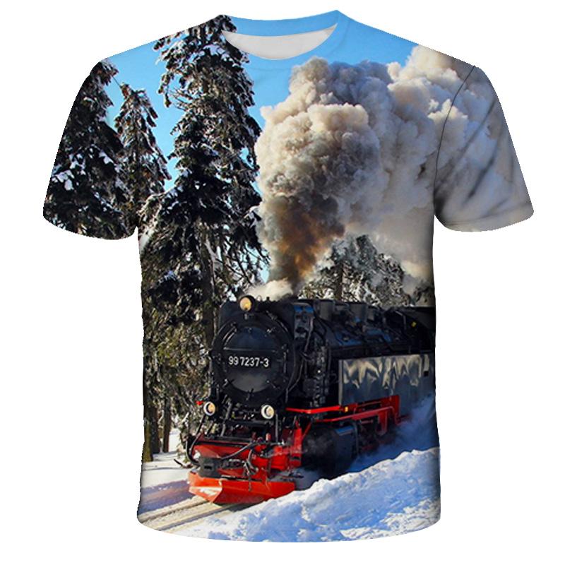 Zug-T-Shirt Outdoor 3D-Druck T-Shirt Männer Mode T-Shirts Unisex T-Shirt Herrenbekleidung Berufs-T-Shirts Tops M
