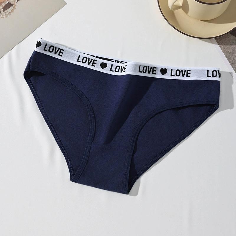 Damen Baumwollslips Sexy Damen Unterhosen Buchstaben Mädchen Slips Weiche Damenunterwäsche Atmungsaktiv Stretch Damen Dessous XS-XL M navy blau