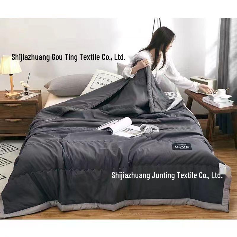Leichte Steppdecke aus gewaschener Baumwolle - Perfekt für Klimaanlagen, Sommer, Frühling und Herbst; Erhältlich in Einzel-, Doppel- und Kindergrößen. 150*200 (Single - Washable) dunkelgraue