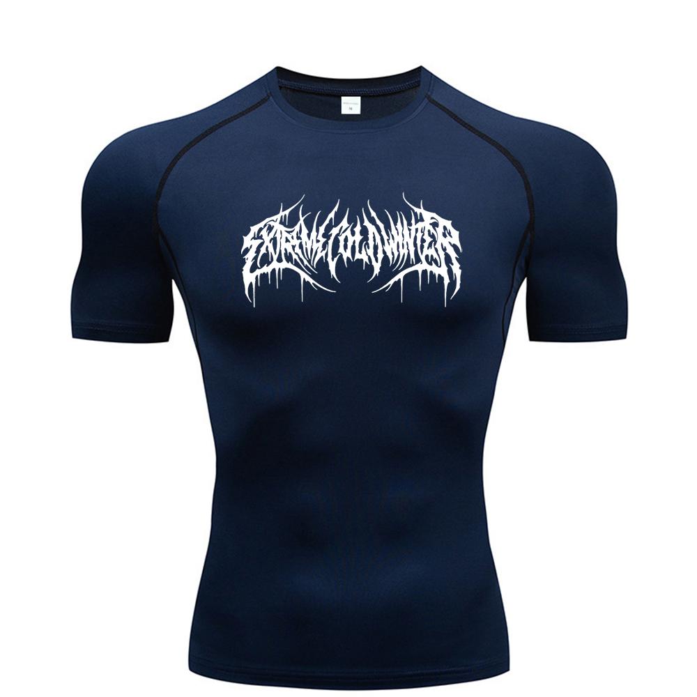 Sommer-Kompressions-Sweatshirt, kurzärmelig, Fitness-T-Shirt für Herren, schnelltrocknendes Lauf-Top, Fitnessstudio, Workout, Bodybuilding, T-Shirt, S-3XL M