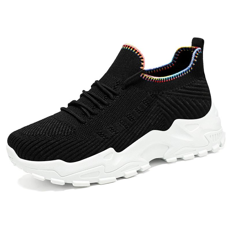 Schuhe für Damenschuhe Vielseitige Sommer Neue Atmungsaktive Mesh-Schuhe Dicke Sohle Höhenverstärkende Schuhe Bequeme und Lässige Einzelne Schuhe 41 black