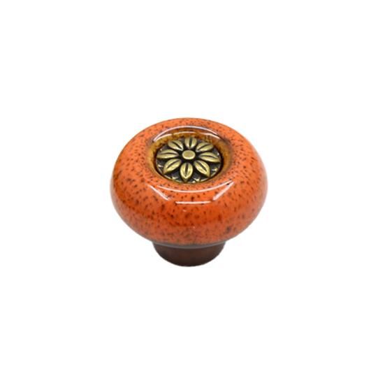 Vintage Schrank Knöpfe Blume Carving Anti-rost Home Verbesserung Leopard Runde Schrank Griff A orange