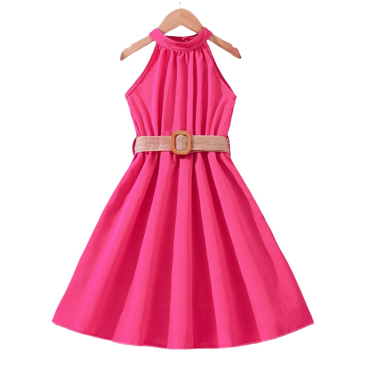 Mädchen Kleid Hängenden Hals Taille Kleider Teenager Casual Fashion Kleid für 8 9 10 11 12 Jahre alte Kinder Kleidung 11-12Y rose rot