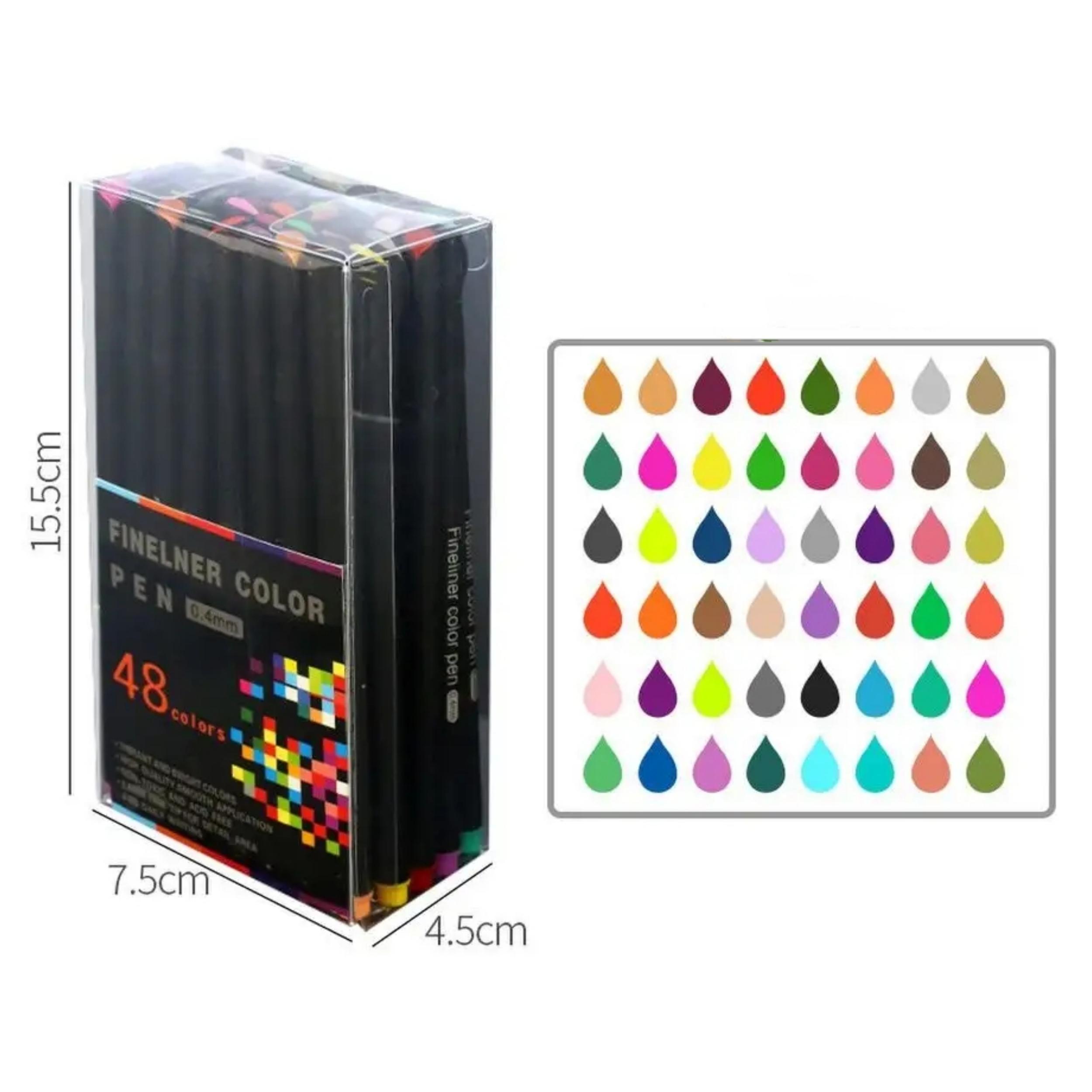 12/24/48/60/100 Farben Fineliner-Farbstifte-Set, 0,38 mm, farbiger Skizzen- und Zeichenstift, feine Spitze, ideal zum Notieren in Tagebüchern 48pcs