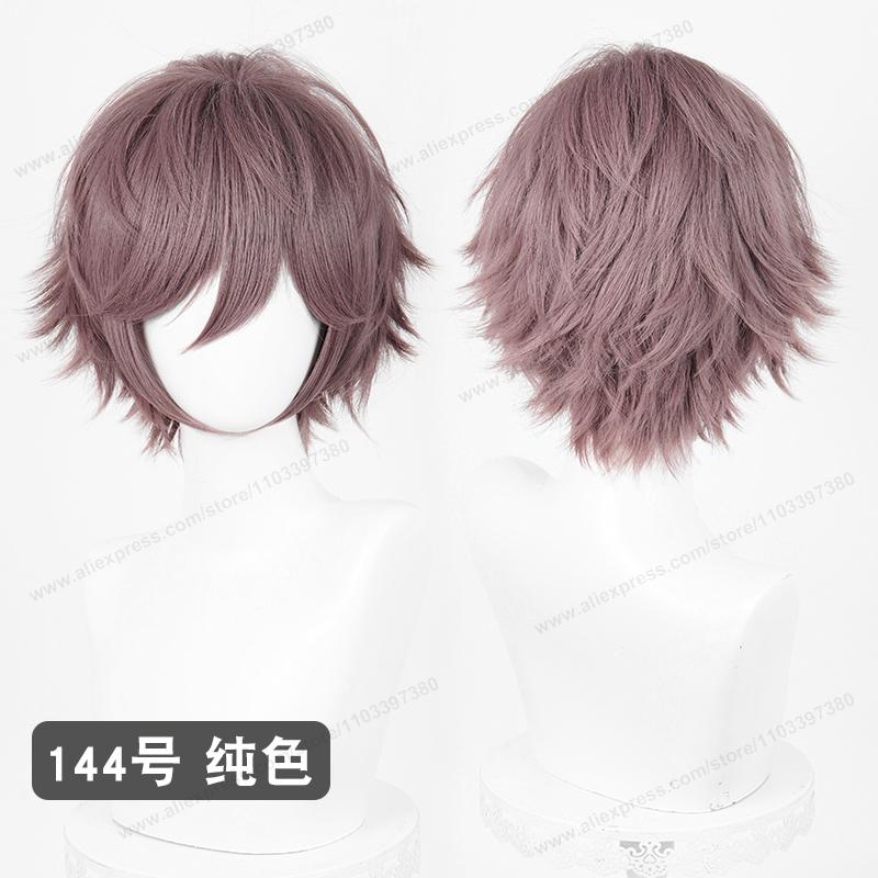 Anime Aufgewertete 32cm Kurze Nach Außen Gekämmte Enden Cosplay Perücke Grün Blau Lila Rosa Mann Frau Hitzebeständiges Synthetisches Haar gray
