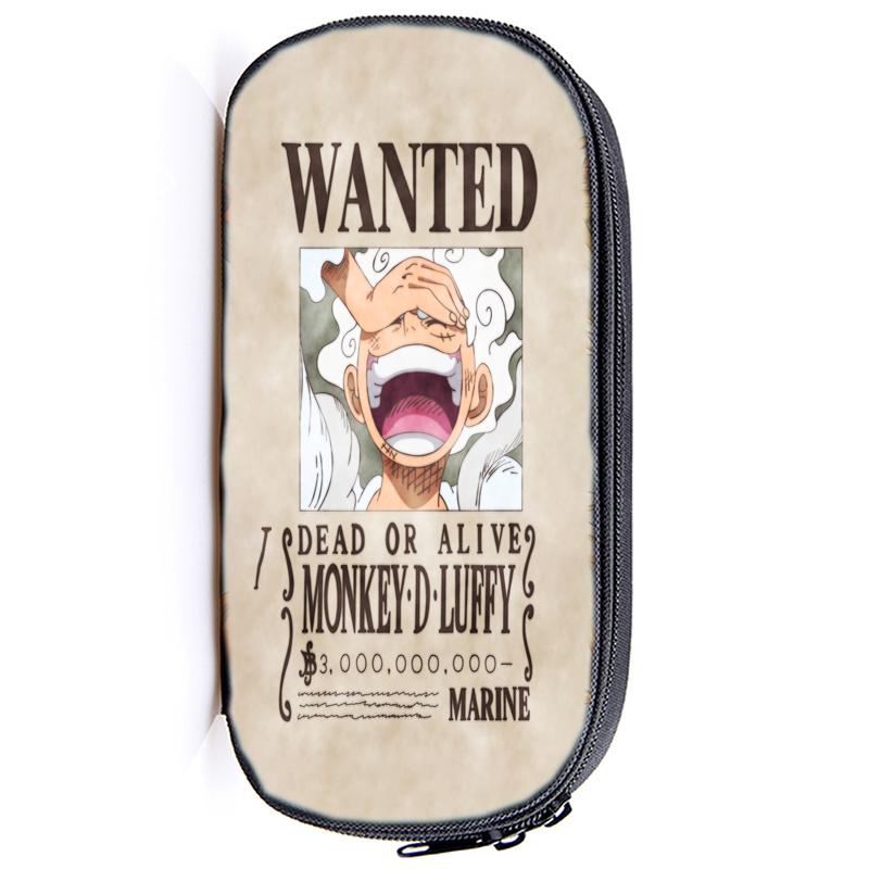 One Piece Ruffy Schul-Federmäppchen für Mädchen und Jungen, große Aufbewahrungstasche für Patronen, Schreibwaren-Set, Federmäppchen 10 beige