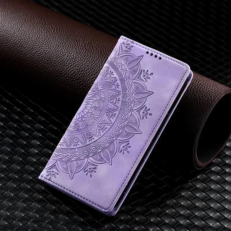 Luxus Mandala Muster Magnetische Handyhülle Für Samsung Galaxy S24 S23 S22 S21 Ultra S20 FE S21FE S8 S9 S10 Plus Hülle S10 licht lila