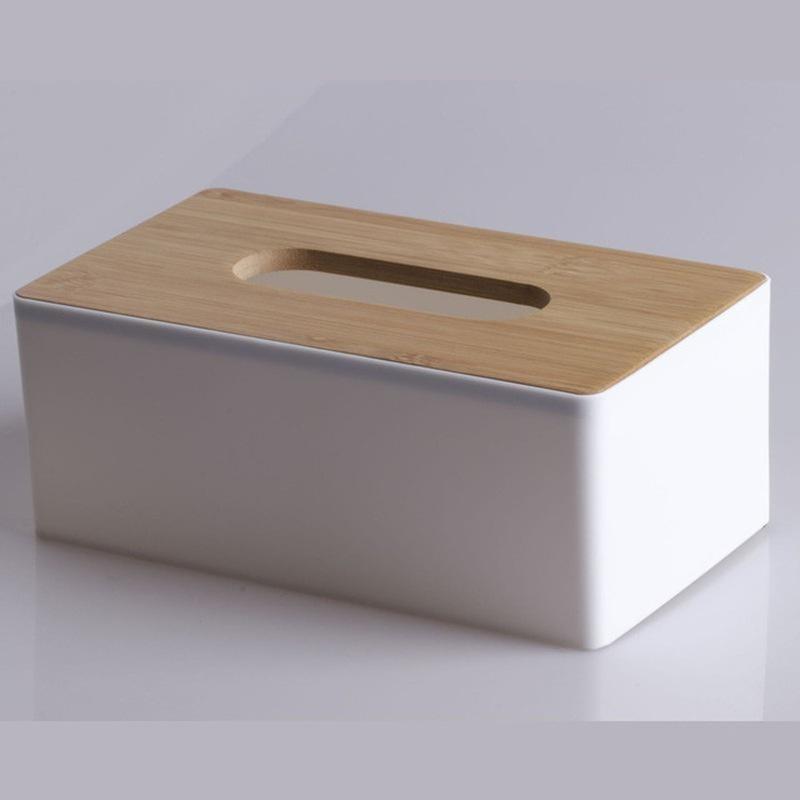 Tissue Box Serviettenhalter Fall Papier Box Container Bambus Abdeckung Massivholz Hotel Lagerung Box Hause Tisch Dekoration weiß