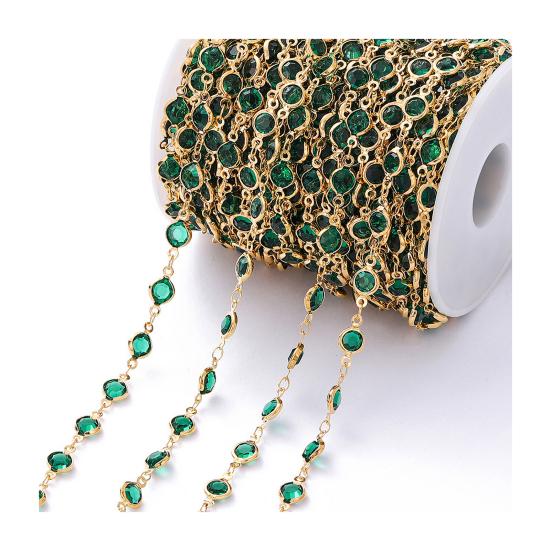 Zirkonkette, DIY-Armband- und Halskettenherstellung, Strass-Schmuckkette, glänzende Kupferkette für Bastelbedarf dunkelgrüne