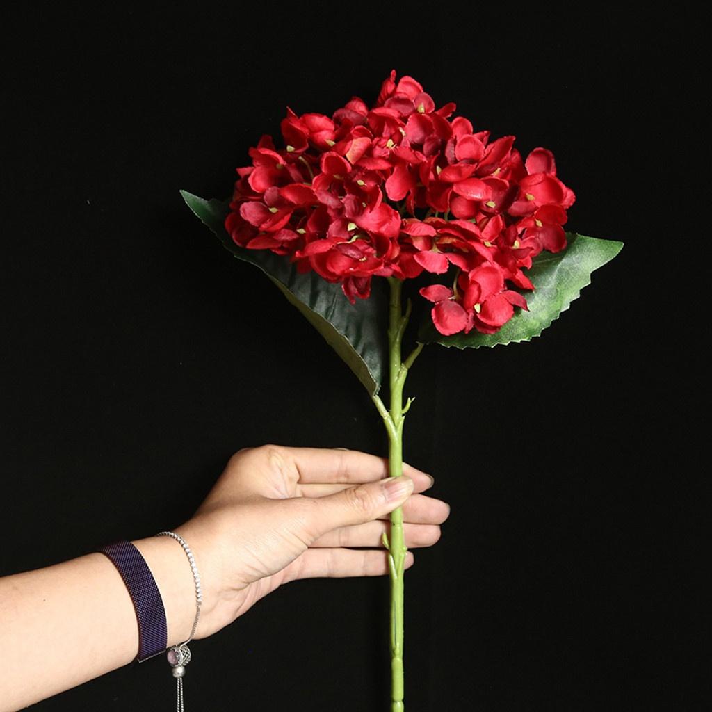 1 Stück Künstliche Hortensienblüten Hochzeitsdekoration für Zuhause Garten Kunstblumen Partyzubehör Schreibtischdeko Floral rot