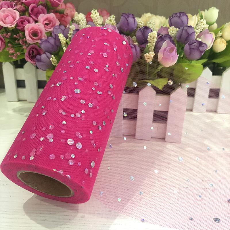 10 Yards Laser Pailletten Tüll Rolle Organza Party Dekoration DIY Tutu Stoff Hochzeit Dekoration Nähen Mesh Organza Tutu Rock Zubehör rose rot