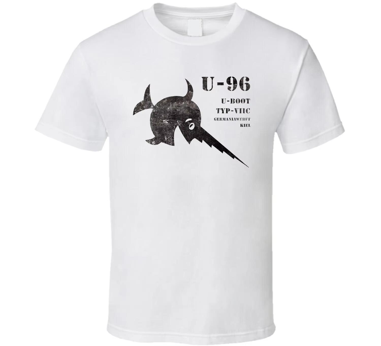 Das Boot WW2 Deutsches U-Boot U-96 U-Boot T-Shirt Baumwolle Rundhals Kurzarm Sommer Lässig Herren T-Shirt Größe S