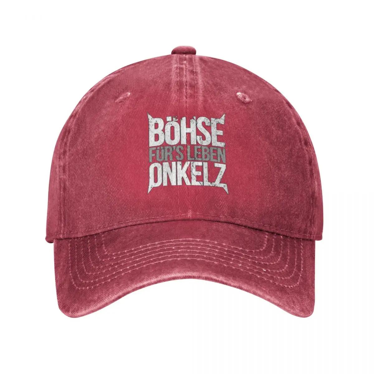Vintage Böhse Onkelz Rock Baseball Caps Unisex Distressed Gewaschene Sonnenkappe Deutsche Musik Outdoor-Aktivitäten Hüte Kappe Adjustable rot