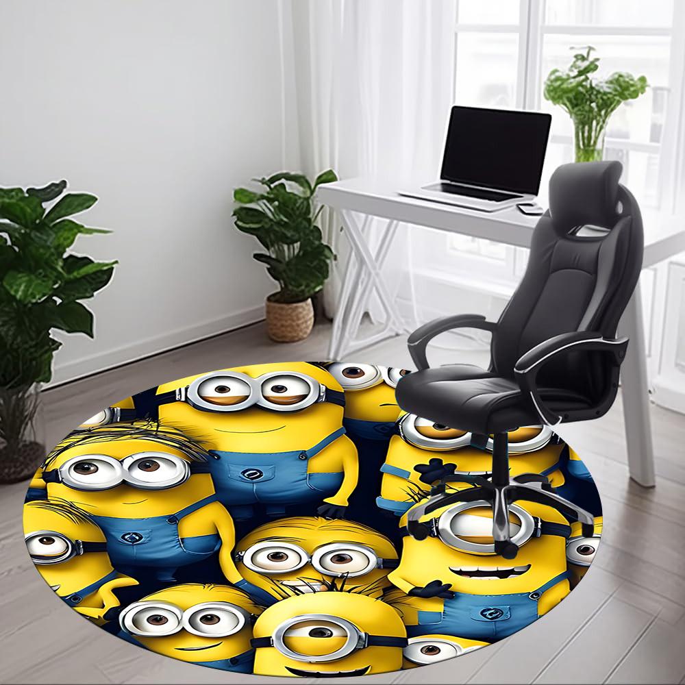 1 Stück Minions Büro Runder Teppich, Unter Bürostühlen Schlafzimmer Wohnzimmer Heimdekoration  a1022156 100cm by 100cm