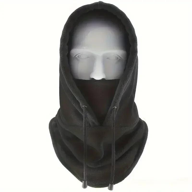 Winter Thermo Fleece Mütze mit Kapuze Outdoor Winddicht Kalt Warm Skifahren Sport Herren Damen Nackenwärmer Radfahren Gesichtsmaske Maskierte Mützen schwarz