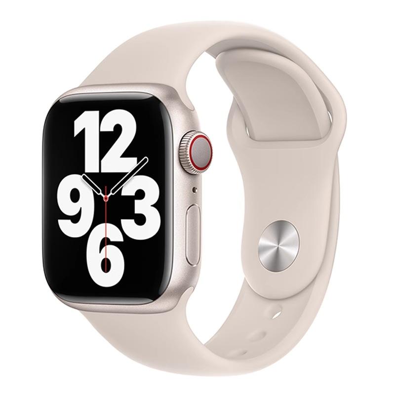 Silikon Sportarmband für Apple Watch Armband 49mm 46mm 44mm 41mm 45mm 42mm Pride Edition Armband Correa iWatch Serie 10 9 8 Ultra2 Armband 40mm 38mm 38 40 41 S10-42mm&M-L elfenbein