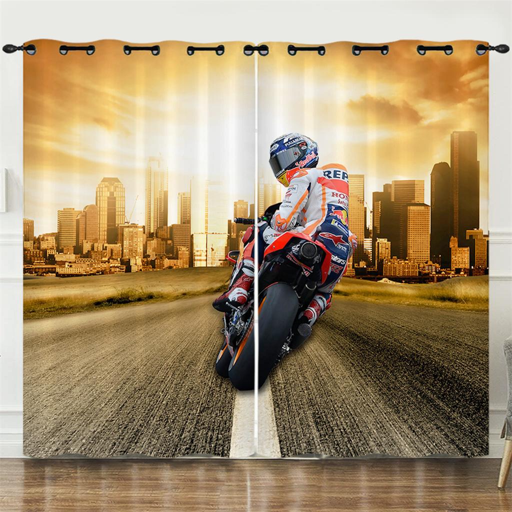 3D Cool Motorrad Berg Dirtbike Vorhang 2 Paneele Motorrad-Enthusiasten Zimmer Schlafzimmer Wohnzimmer Vorhang 100W130H(CM)40x51in&Hook