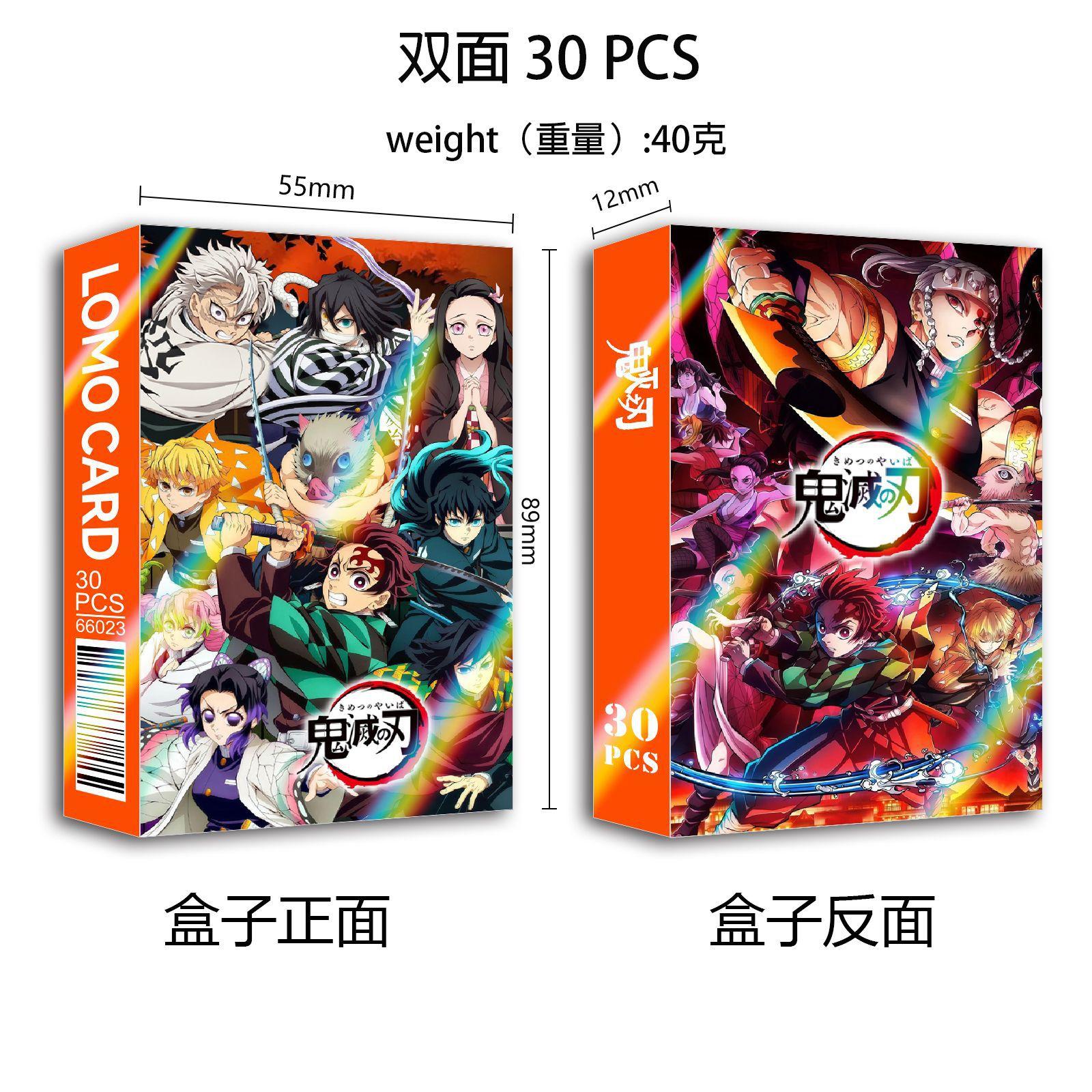 Perfekte Demon Slayer doppelseitige Lomo-Karten 30 Stück im Karton Hohe Auflösung Anime Lesezeichen Sammelkarten-Set Für Anime-Liebhaber