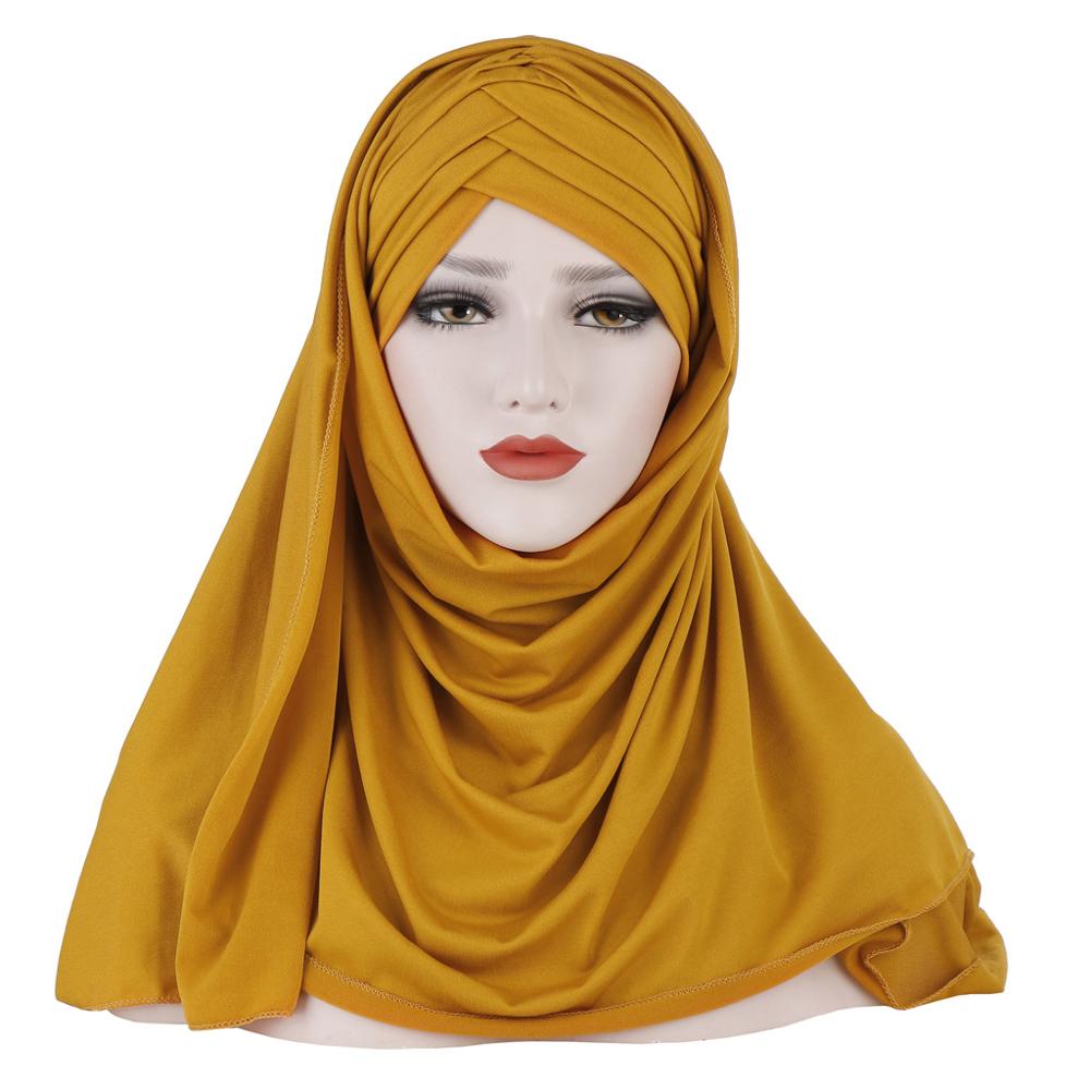 Muslimisches Jersey Sofort-Hijab-Schal für Frauen Femme Musulman Fertig zu tragende Hijabs Untertuch-Kappe und Kopftuch Zwei in Eins brown