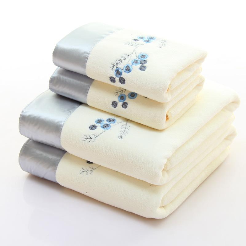 Mikrofaser Handtuch Luxus Spitze Bestickt Badetuch Geschenk Gesichtstuch Badetuch Schnelltrocknend Frottee Handtücher 70x140cm elfenbein