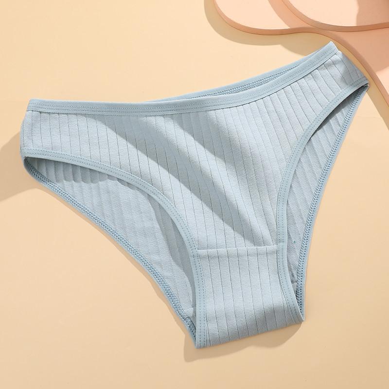 FINETOO Baumwolle Panty Damen Einfarbig Höschen für Frauen Sexy Slips Weibliche Unterhosen M-XL XL hellblaue