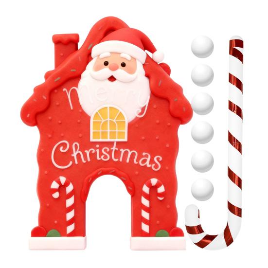 Weihnachts Lebkuchen Golf Spielset Indoor Party Aktivität Golfspiel mit Zuckerstangen Schläger und 6 Bällen Feiertagsparty Spiele für Familie Kinder Erwachsene F