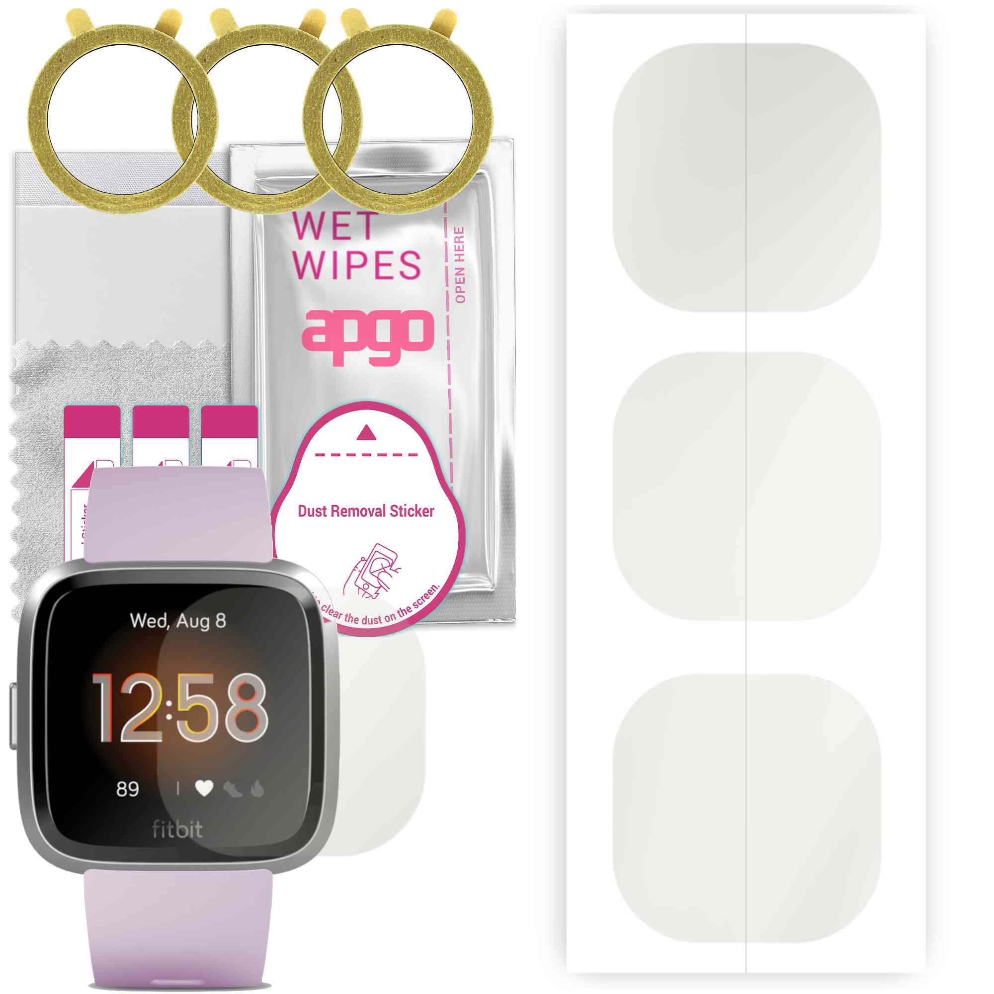 3x apgo Hydrogel Matte Screen Protector for Fitbit Versa Lite Edition, Hydrogel Film, Flexible, Soft TPU with positioning layer easy installation