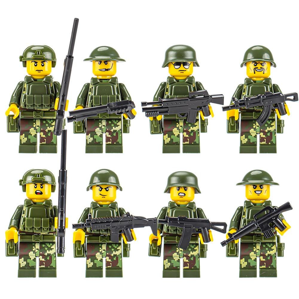 Puzzle zusammengebaute Bausteine Camouflage Spezialkräfte Militär Minifigur Spielzeug