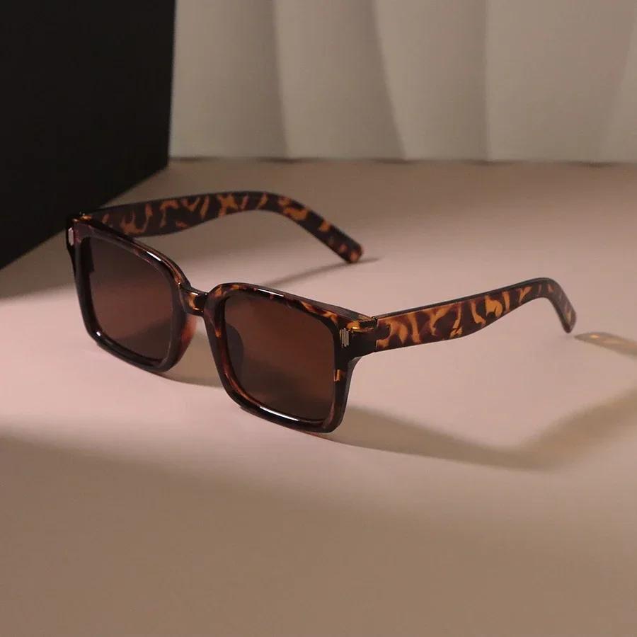 Retro Quadratische Sonnenbrille Damen Herren Vintage Sonnenbrillen Damen Herren Mode Schwarz Damen Oculos De Sol für den täglichen Gebrauch Other brown