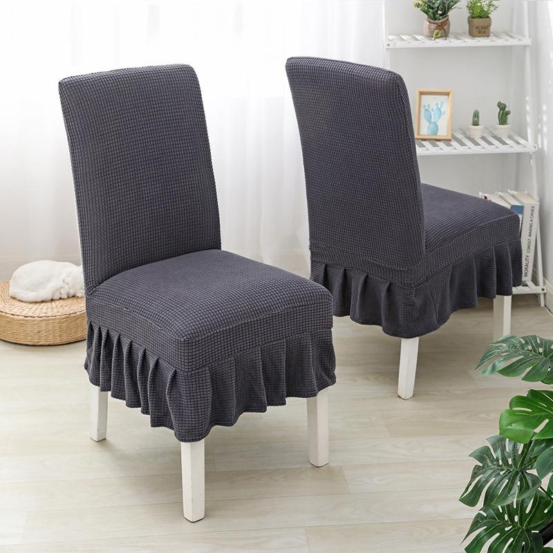Weicher Polarfleece-Stoff-Rock-Stuhlbezug, elastische Stuhlhussen, Esszimmer-Stuhlhussen dunkelgrau