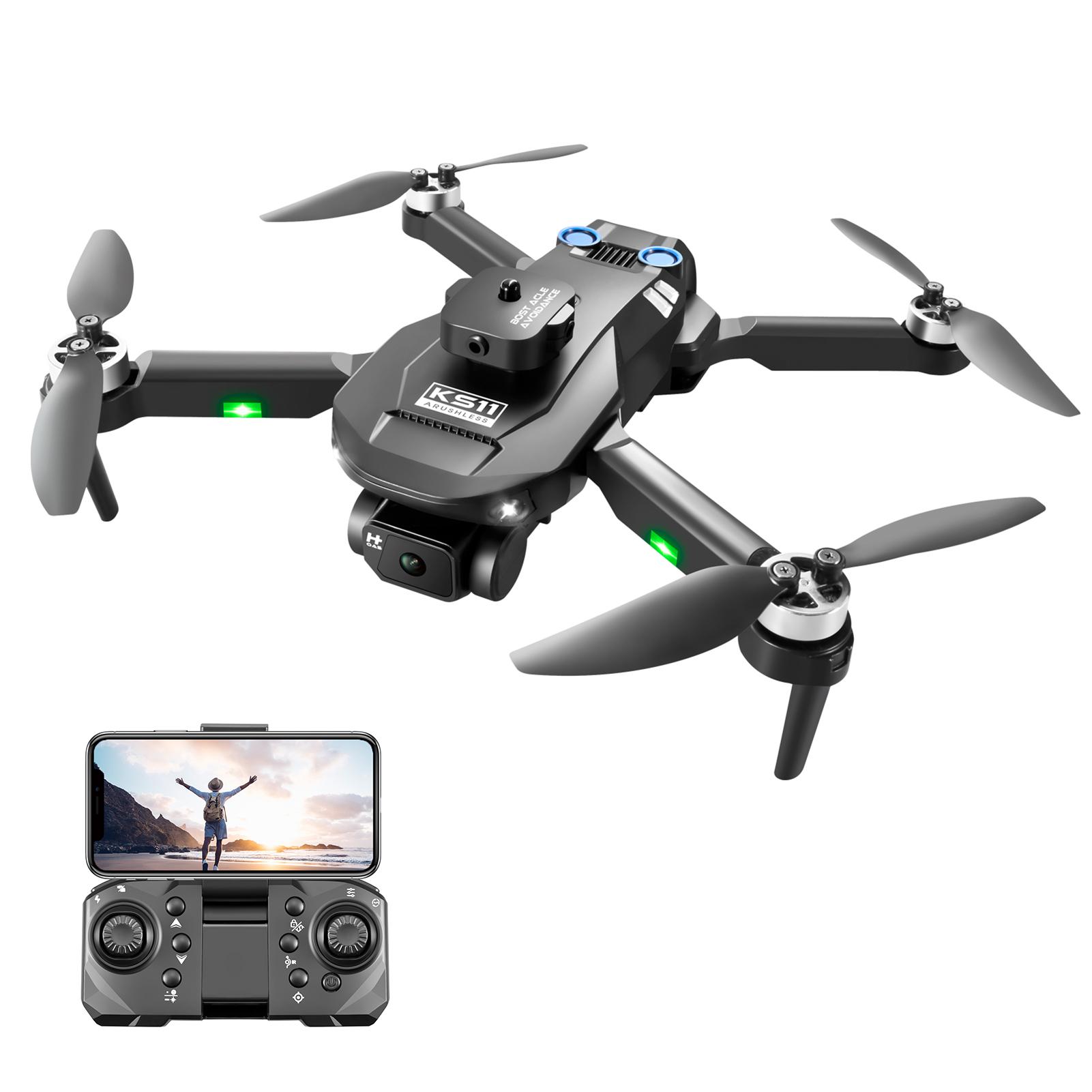 Ferngesteuerte Drohne mit Kamera, 4K-Doppelkamera, Hindernisvermeidung, bürstenloser Motor, optischer Fluss 1 battery schwarz