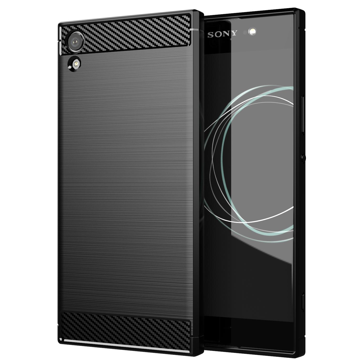 Weiche Silikonhülle für Sony Xperia XA1 Ultra Anti-Klopf-Matt-Rückseite für Xperia XA1 Ultra Luxus-Telefonhüllen aus Kohlefaser For Xperia XA1 Ultra schwarz