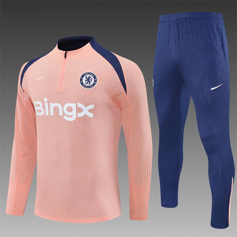 Chelsea Fußballtrikot Spiel Trainingstrikot Set Herbst Und Winter Halb-Pull Aufwärmtrikot Vor Dem Spiel Kinder Kurzarm M