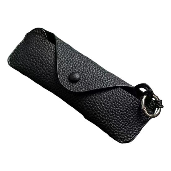 Tragbare Brillen-Aufbewahrungstasche mit Umhängeband, weiches Kunstleder, Sonnenbrillen-Etui für Damen und Herren, Myopie-Brillen-Organizer, Outdoor-Reise-Brillen-Tragetasche schwarz