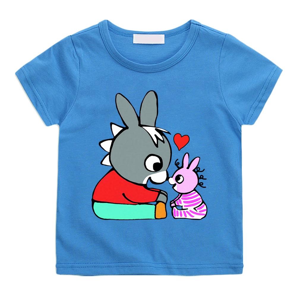 Lane Trotro 100% Baumwolle Cartoon T-Shirts Kinder Jungen Mädchen Kurzarm Atmungsaktiv Kawaii Kinder Hohe Qualität O-Ausschnitt T-Shirts Anime T-Shirts 160 blau