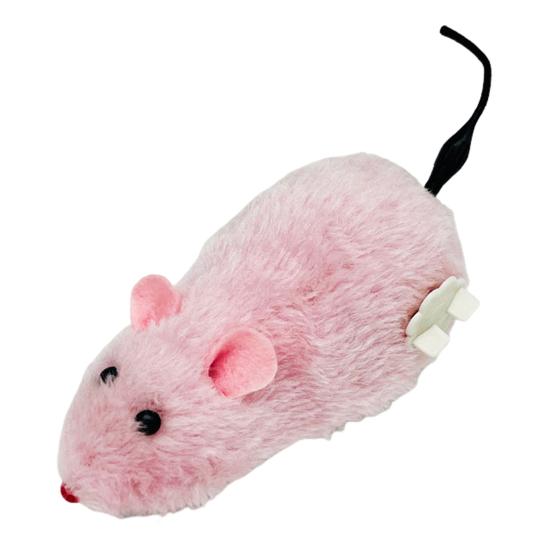 Aufzieh-Maus Katzenspielzeug Realistische Fellmaus Interaktives Haustierspielzeug Lustige sich bewegende Maus zum Jagen und Anspringen Spiel Stimuliert den Jagdinstinkt in Innenräumen rosa
